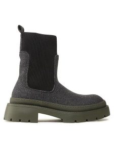 Jenny Fairy Sztyblety H13096-20 Szary. Szare botki Jenny Fairy, bez wzorów, z materiału, bez obcasa, na płaskiej podeszwie, bez zapięcia. Za 199,99 zł.