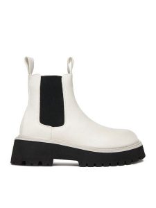 DeeZee Sztyblety 88167 1-WHITE PU Biały. Białe botki DeeZee, bez wzorów, z materiału, bez obcasa, na płaskiej podeszwie, bez zapięcia. Za 229,99 zł.