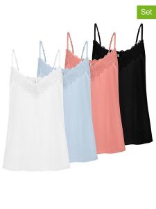 Fresh Made Topy (4 szt.) w różnych kolorach rozmiar: XS. Białe topy Fresh Made, s, bez wzorów, z koronki, klasyczne, bez kołnierzyka, bez ramiączek. Za 131,43 zł.