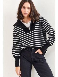 Bianco Lucci Sweter w kolorze czarno-białym rozmiar: onesize. Czarne swetry oversize Bianco Lucci, bez wzorów, bez ramiączek. Za 73,99 zł.