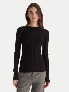 Patrizia Pepe Sweter 2K0337/K7S0-K103 Czarny Slim Fit. Czarne swetry klasyczne Patrizia Pepe, s, z wiskozy, bez kołnierzyka. Za 579,99 zł.