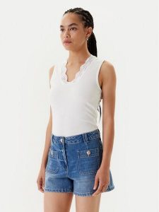Morgan Top 251-DADILO Biały Slim Fit. Białe topy Morgan, xs, bez wzorów, z syntetyku, bez kołnierzyka, bez ramiączek. Za 139,99 zł.