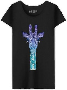 WOOOP Koszulka "Giraffe Mint" w kolorze czarnym rozmiar: L. Czarne bluzki Wooop, l, bez wzorów, z bawełny, bez kołnierzyka, bez ramiączek. Za 87,81 zł.