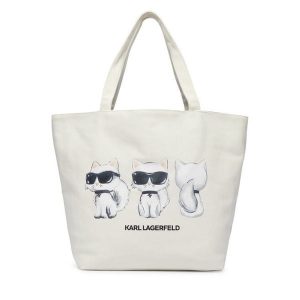 Torebka KARL LAGERFELD. Białe shopper bag KARL LAGERFELD, bez wzorów, bez dodatków. Za 389,99 zł.