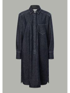 More & More Sukienka dżinsowa w kolorze granatowym rozmiar: 42. Niebieskie sukienki More & More, bez wzorów, bez kołnierzyka, bez ramiączek, midi. Za 198,45 zł.