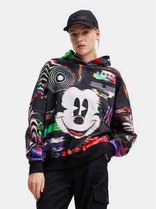 Desigual Bluza 23WWSK11 Czarny Oversize. Czarne bluzy Desigual, s, bez wzorów, z bawełny, bez kaptura. Za 279,99 zł.