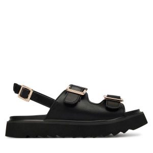 Sandały REPLAY. Czarne sandały Replay, bez wzorów, bez obcasa, na płaskiej podeszwie, bez zapięcia. Za 309,99 zł.