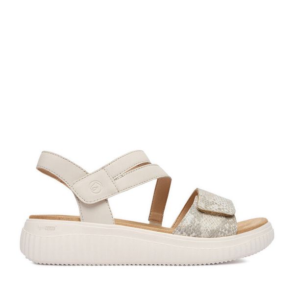 Sandały Remonte. Brązowe sandały Remonte, bez wzorów, bez obcasa, na płaskiej podeszwie, bez zapięcia. Za 359,99 zł.