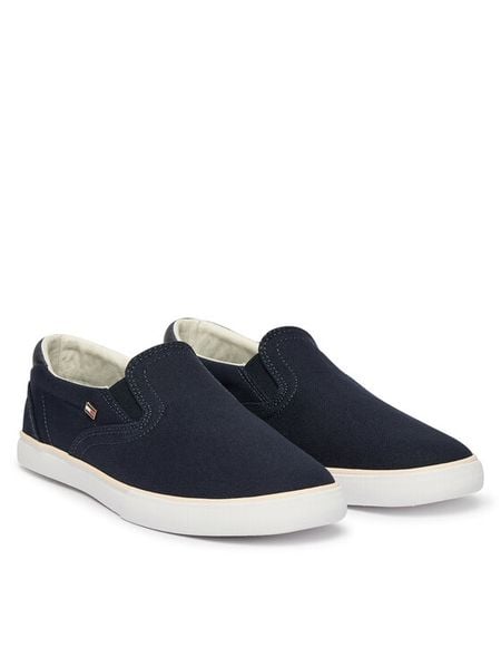 Tommy Hilfiger Tenisówki Th Low Profile Slip On FW0FW09103 Granatowy. Niebieskie trampki TOMMY HILFIGER, bez wzorów, z materiału, bez zapięcia. Za 289,99 zł.