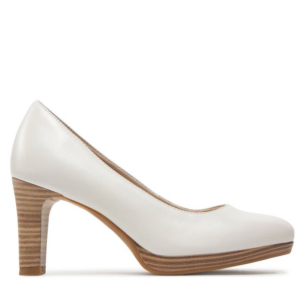 Czółenka Tamaris. Białe czółenka Tamaris, bez wzorów, bez obcasa, bez zapięcia. Za 279,99 zł.