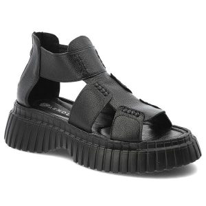 Czarne Sandały Armodo Stylowe Obuwie Damskie Na Platformie. Czarne sandały Armodo, bez wzorów, z materiału, bez obcasa, na platformie, bez zapięcia. Za 269,00 zł.