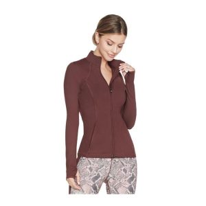 Kurtka Damska Skechers. Brązowe swetry klasyczne Skechers, na zimę, bez kołnierzyka. Za 204,99 zł.