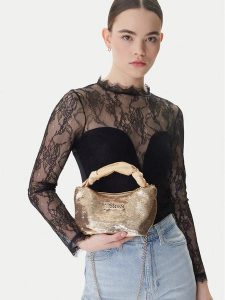 Guess Torebka J5BZ01 W3820 Złoty. Żółte torebki klasyczne Guess, z aplikacjami, z materiału, bez dodatków. Za 209,99 zł.