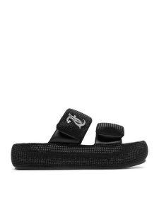 Juicy Couture Klapki CEO-WSS21515-02 Czarny. Czarne klapki Juicy Couture, bez wzorów, z materiału, bez obcasa. Za 249,99 zł.
