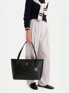 Beverly Hills Polo Club Torebka CEO-BHPC-L-013-10 Czarny. Czarne shopper bag Beverly Hills Polo Club, bez wzorów, ze skóry, bez dodatków. Za 219,99 zł.