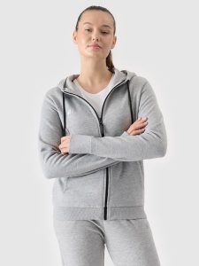 4F Bluza dresowa rozpinana z kapturem damska - szara S. Szare bluzy 4f, s, bez wzorów, z bawełny, z kapturem. Za 189,99 zł.
