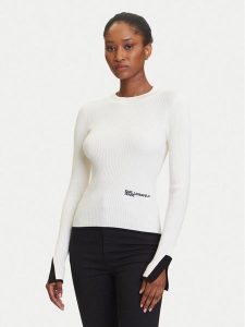Karl Lagerfeld Jeans Sweter A3W18006 Écru Slim Fit. Swetry klasyczne Karl Lagerfeld Jeans, xs, z jeansu, bez kołnierzyka. Za 469,99 zł.