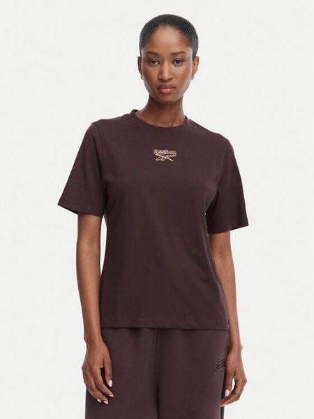 Reebok T-Shirt Nikolina RK25708CCW Brązowy ciemny Regular Fit. Brązowe t-shirty Reebok, xs, bez wzorów, z bawełny, bez kołnierzyka, bez ramiączek. Za 67,99 zł.