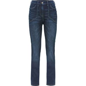 Dżinsy ze stretchem Straight, High Waist. Niebieskie jeansy bonprix, bez wzorów, z jeansu, z podwyższonym stanem. Za 147,99 zł.