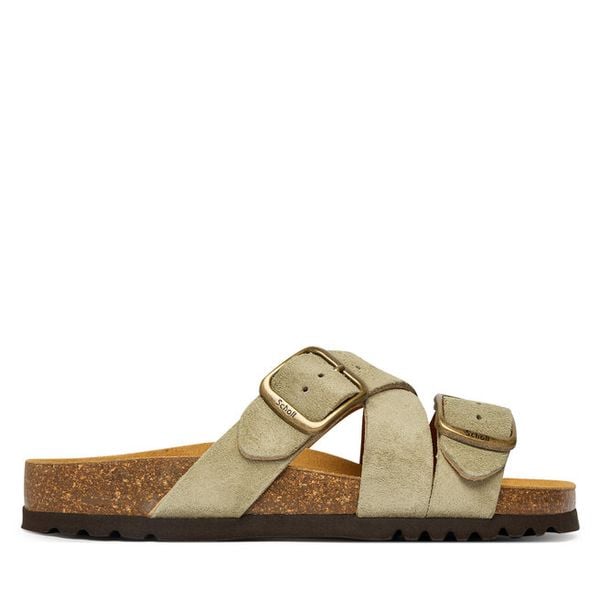 Klapki Scholl. Zielone klapki Scholl, bez wzorów, bez obcasa. Za 379,99 zł.