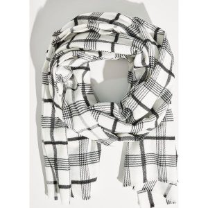 Szalik w kratę - Kremowy. Szaliki marki TRIBORD. W wyprzedaży za 19,99 zł.