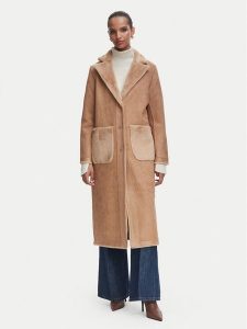 Rinascimento Kożuch sztuczny CFC0127144003 Beżowy jasny Regular Fit. Brązowe płaszcze Rinascimento, s, bez wzorów, z syntetyku, bez kaptura. Za 974,99 zł.