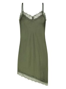 Sublevel Sukienka w kolorze khaki rozmiar: L/XL. Brązowe sukienki Sublevel, l, bez wzorów, z koronki, z asymetrycznym kołnierzem, bez ramiączek, midi, asymetryczne. Za 104,99 zł.