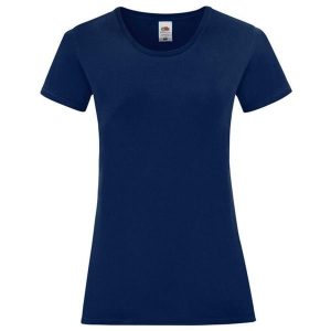 Koszulka Damska Z Bawełny Czesanej Iconic. Niebieskie bluzki FRUIT OF THE LOOM, bez wzorów, z bawełny, sportowe, bez kołnierzyka, bez ramiączek. Za 35,99 zł.