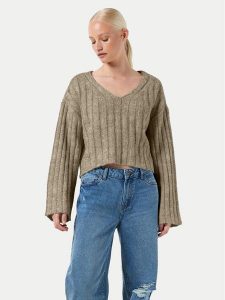 Noisy May Sweter Nina 27027618 Beżowy Loose Fit. Brązowe swetry klasyczne Noisy may, xs, z syntetyku, bez kołnierzyka. Za 129,99 zł.