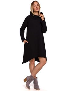 Made of emotion Sukienka w kolorze czarnym rozmiar: XXL. Czarne sukienki Made Of Emotion, xxl, bez wzorów, z asymetrycznym kołnierzem, bez ramiączek, maxi, asymetryczne. Za 140,53 zł.