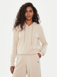 Guess Bluza V4YQ06 KCAY2 Beżowy Regular Fit. Brązowe bluzy Guess, l, z aplikacjami, z syntetyku, bez kaptura. Za 269,99 zł.