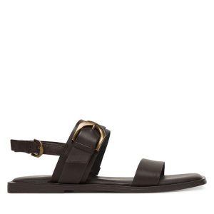 Sandały Tamaris. Brązowe sandały Tamaris, bez wzorów, bez obcasa, na płaskiej podeszwie, bez zapięcia. Za 299,99 zł.