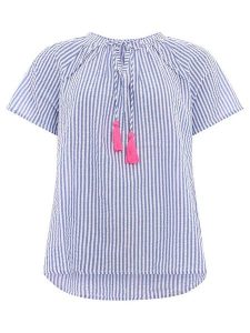 Zwillingsherz Bluzka w kolorze niebieskim rozmiar: L/XL. Niebieskie bluzki Zwillingsherz, l, bez wzorów, z wiskozy, bez kołnierzyka, bez ramiączek. Za 140,53 zł.