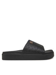 Tommy Hilfiger Klapki Platform Monogram Poolslide FW0FW08526 Czarny. Czarne klapki TOMMY HILFIGER, bez wzorów, ze skóry, bez obcasa. Za 179,99 zł.