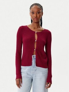 Morgan Kardigan 252-MIZOR Czerwony Slim Fit. Czerwone kardigany Morgan, z wiskozy. Za 159,99 zł.