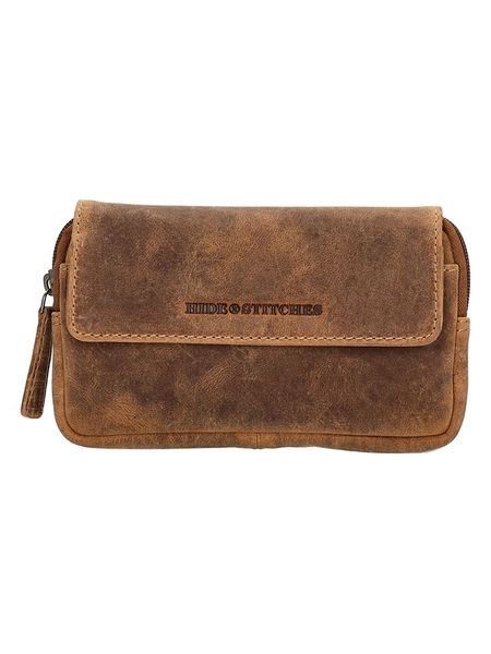 HIDE & STITCHES Skórzana saszetka w kolorze jasnobrązowym - 17 x 11,5 x 2 cm rozmiar: onesize. Brązowe nerki i saszetki HIDE & STITCHES, bez wzorów, z materiału. Za 78,99 zł.