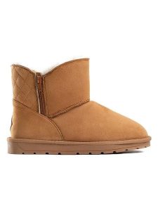 ISLAND BOOT Botki zimowe "Zarela" w kolorze jasnobrązowym rozmiar: 37. Brązowe botki Island Boot, na zimę, bez wzorów, z materiału, bez obcasa, bez zapięcia. Za 131,74 zł.