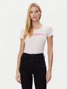 Guess T-Shirt W5GI14 J1314 Różowy Regular Fit. Czerwone t-shirty Guess, xxl, z aplikacjami, z bawełny, bez kołnierzyka, bez ramiączek. Za 99,99 zł.