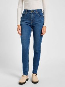 LEE DAMSKIE SPODNIE JEANSOWE LEE ULC SKINNY BLUE FORMAT 112357956. Niebieskie jeansy Lee, bez wzorów, z jeansu. Za 209,99 zł.