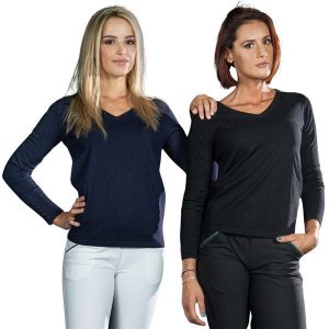 Damski sweter v-neck Flags&Cup Nostava. Niebieskie swetry klasyczne FLAGS&CUP, na zimę, bez kołnierzyka. Za 298,50 zł.