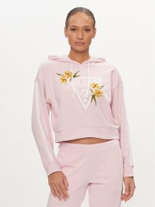 Guess Bluza Zoey V4GQ04 KC6V1 Różowy Regular Fit. Czerwone bluzy Guess, xl, z aplikacjami, z bawełny, bez kaptura. Za 299,99 zł.