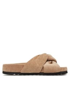 DeeZee Klapki CT1113-6 Beżowy. Brązowe klapki DeeZee, bez wzorów, z materiału, bez obcasa. Za 119,99 zł.