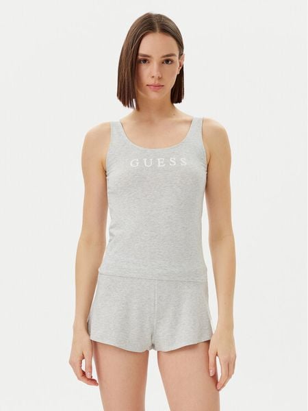 Guess Piżama O5GX13 KBBU1 Szary Regular Fit. Szare piżamy Guess, z aplikacjami, z syntetyku, bez ramiączek. Za 179,99 zł.
