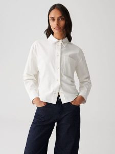 OPUS Koszula "Frone" w kolorze białym rozmiar: 42. Białe koszule Opus, bez wzorów, z bawełny, bez kołnierzyka, bez ramiączek. Za 143,99 zł.