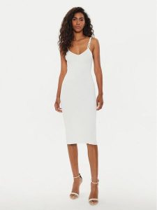 Guess Sukienka letnia W4YK52 Z30Y2 Beżowy Bodycon Fit. Brązowe kombinezony Guess, na lato, l, z aplikacjami, z wiskozy, bez kołnierzyka, bez ramiączek. Za 379,99 zł.