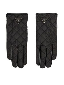 Guess Rękawiczki Damskie AW5187 NYL02 Czarny. Czarne rękawiczki Guess, z aplikacjami, z dzianiny. Za 269,99 zł.