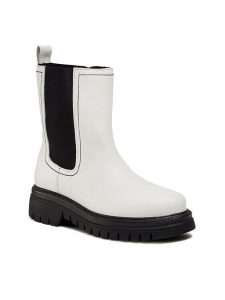 Lasocki Botki WI23-TX76-02 Biały. Białe botki Lasocki, bez wzorów, ze skóry, bez obcasa, na płaskiej podeszwie, bez zapięcia. Za 279,99 zł.