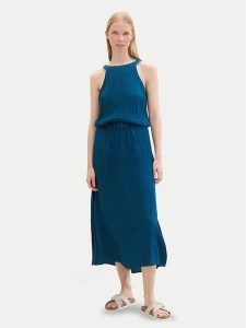 Tom Tailor Sukienka letnia 1041514 Niebieski Regular Fit. Niebieskie kombinezony Tom Tailor, na lato, bez wzorów, z wiskozy, bez kołnierzyka, bez ramiączek. Za 209,99 zł.