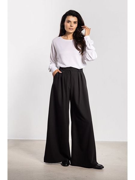 Awama Spodnie w kolorze czarnym rozmiar: XL. Czarne spodnie z wysokim stanem Awama, bez wzorów, z materiału, z podwyższonym stanem. Za 166,49 zł.