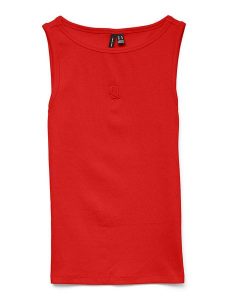 Vero Moda Top w kolorze czerwonym rozmiar: XL. Czerwone topy Vero Moda, xl, bez wzorów, z bawełny, bez kołnierzyka, bez ramiączek. Za 48,39 zł.
